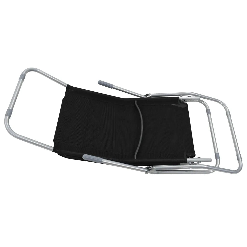 Lettini Prendisole Pieghevoli 2 pz in Textilene Nero 44338
