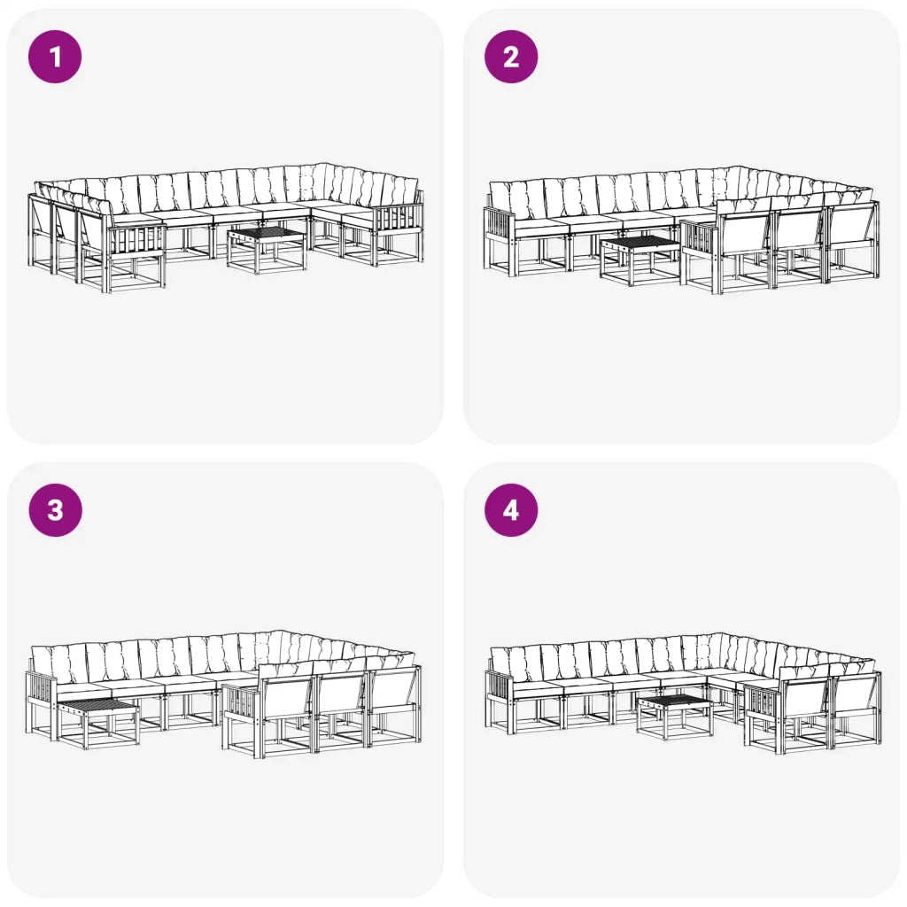 Set di divani da esterno con cuscino 11 pcs Bianco e Crema 3389928