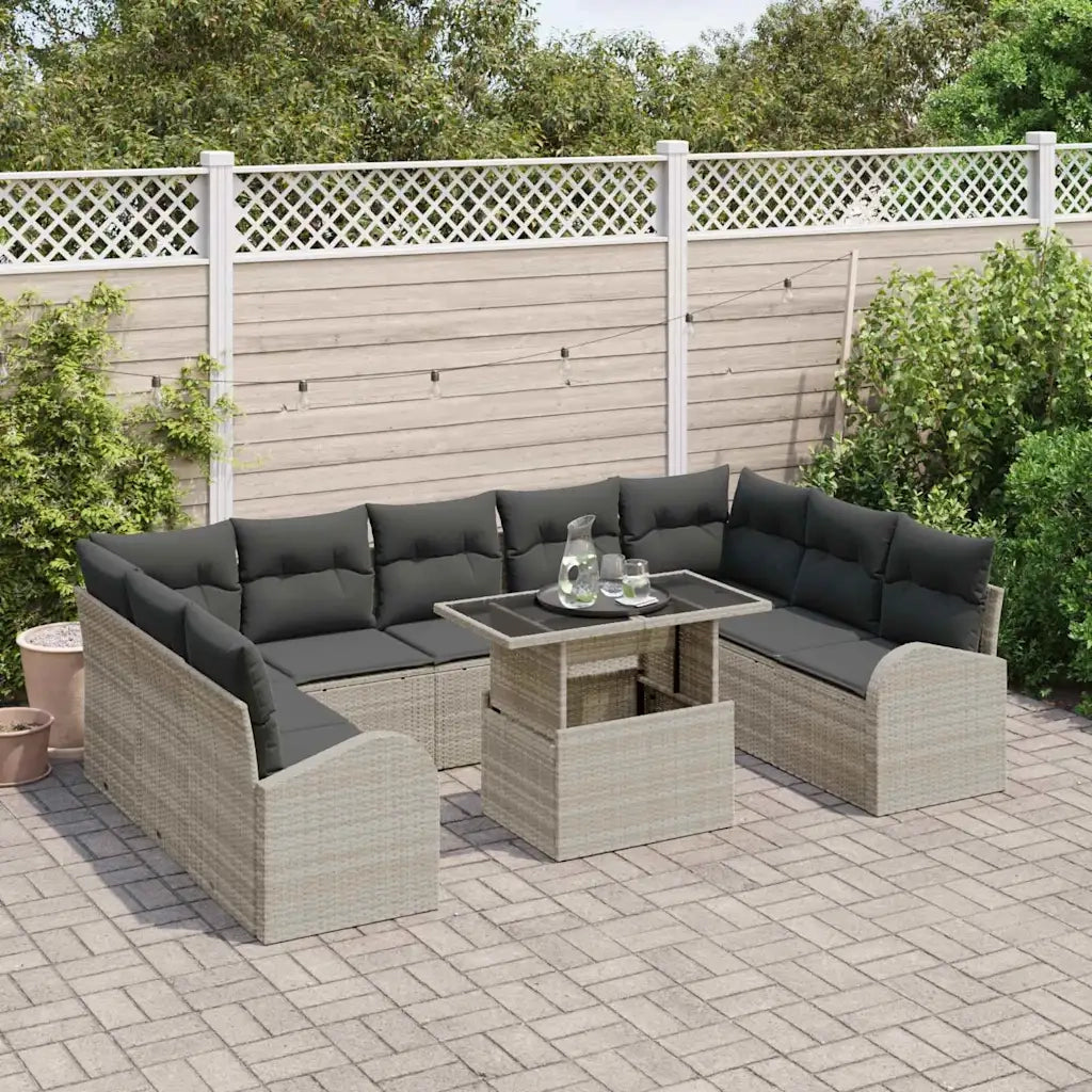 Set Divano da Giardino 10 pcs Grigio chiaro e grigio polyrattan 3348708