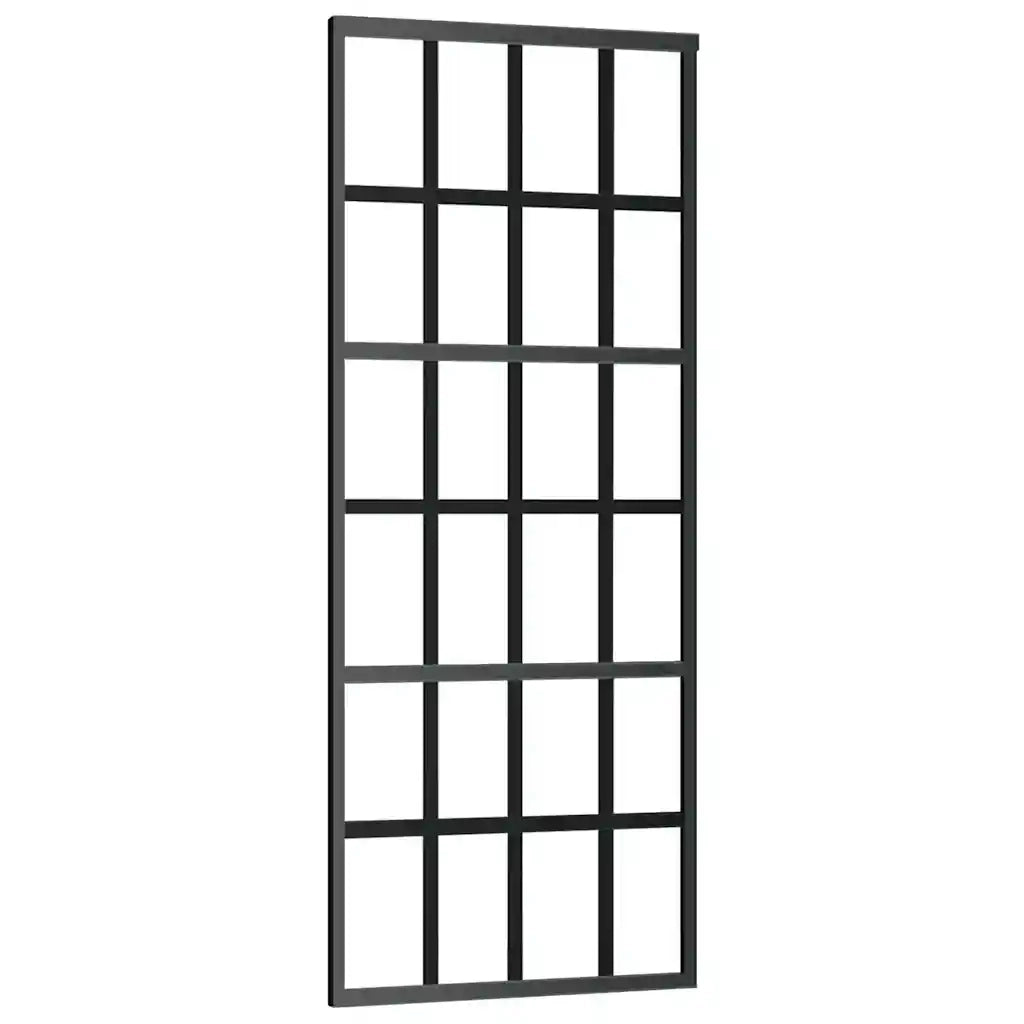 Porta Scorrevole in Vetro ESG e Alluminio 76x205 cm Nera 151020