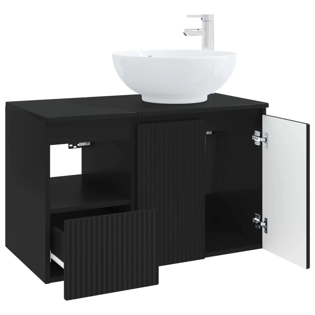 Set di mobili per il bagno 2 pz Nero Legno ingegnerizzato 3404085