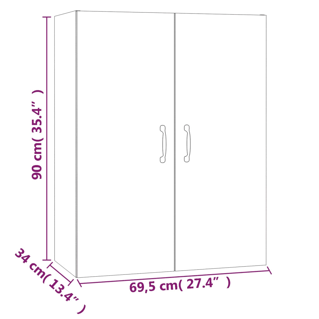Mobiletto a parete bianco 69,5 x 34 x 90 cm con ampio vano contenitore design moderno in legno bianco 02_0048017