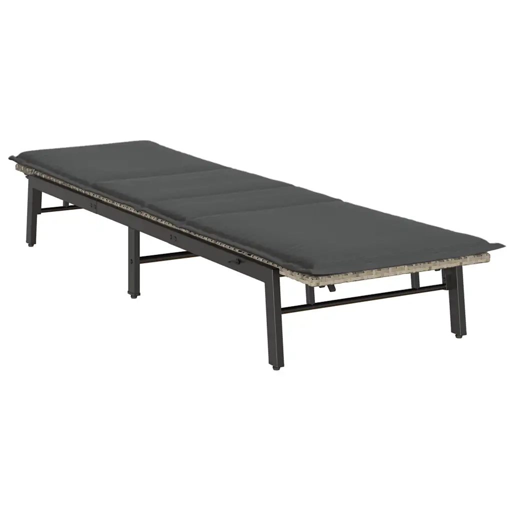Lettino Prendisole con Cuscino Grigio Chiaro in Polyrattan 4104084