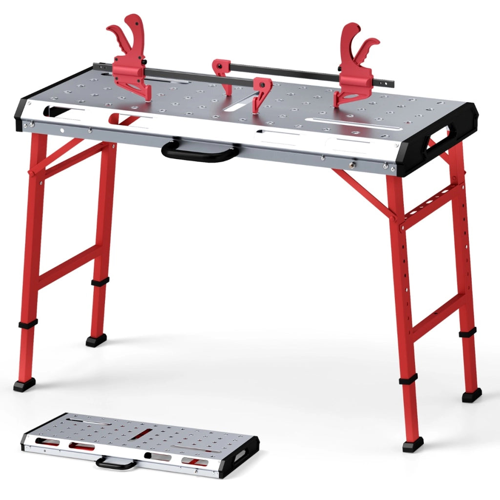 Tavolo da saldatura 107x53cm con altezza regolabile, Tavolo da lavoro a carico 450 kg portatile e pieghevole Argento-Tavoli da lavoro