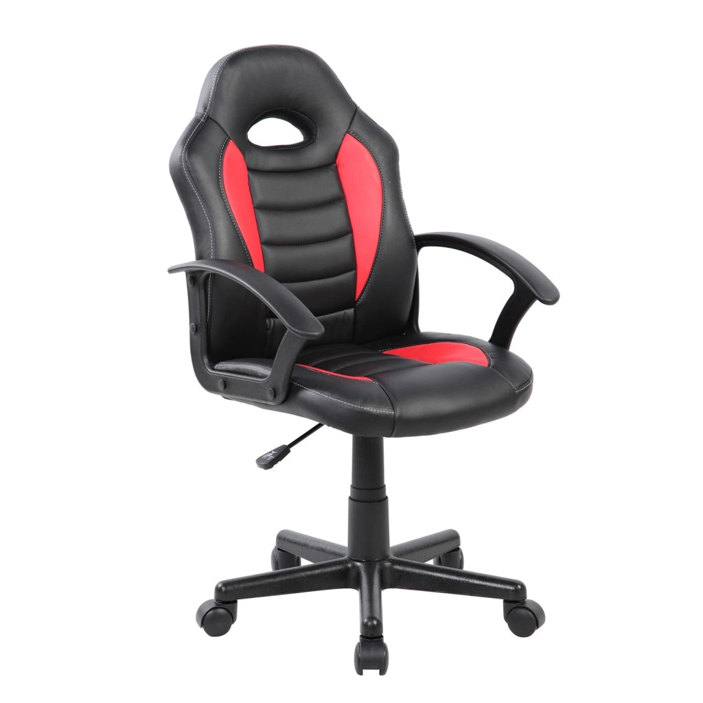 Poltrona gaming per bambino girevole con ruote e braccioli nera e rosso Gerep Padin Mini