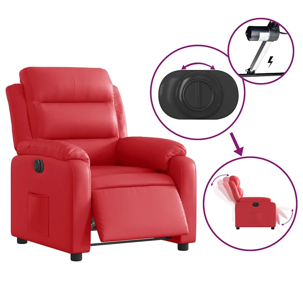 Poltrona Reclinabile Elettrica Rossa in Similpelle 3205033