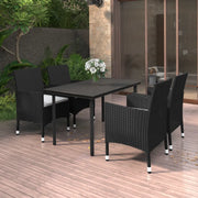 Set da Pranzo da Giardino 5 pz con Cuscini Polyrattan e Vetro 3099681