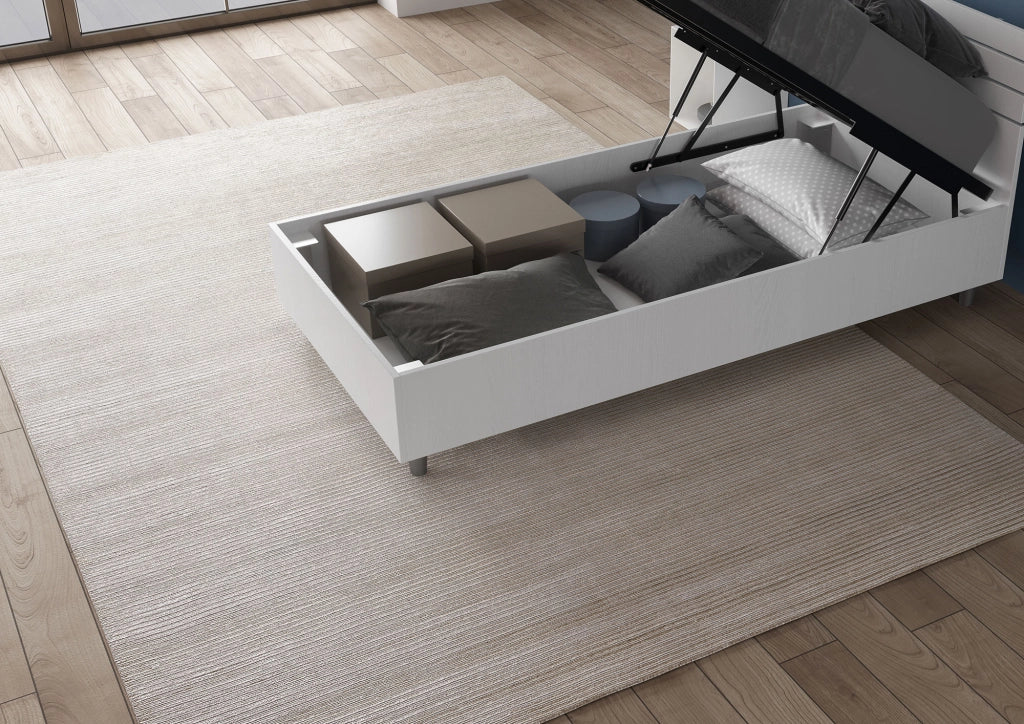 BS COM Letto singolo contenitore 80x200 testata dritta bianco frassino
