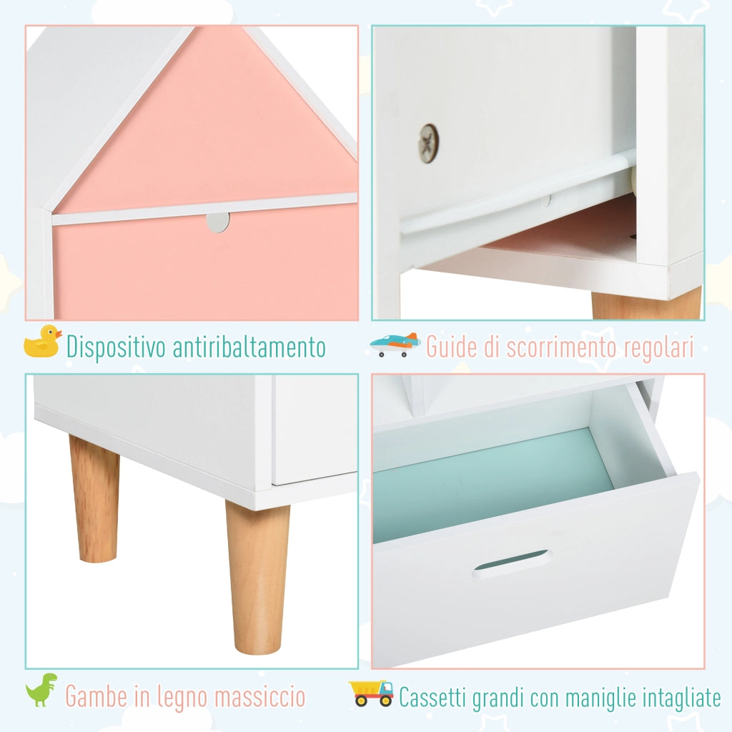 Libreria per Bambini con Cassetto e Ripiani ¨C Minimal ¨C Bianca e Azzurra 50x30x142cm