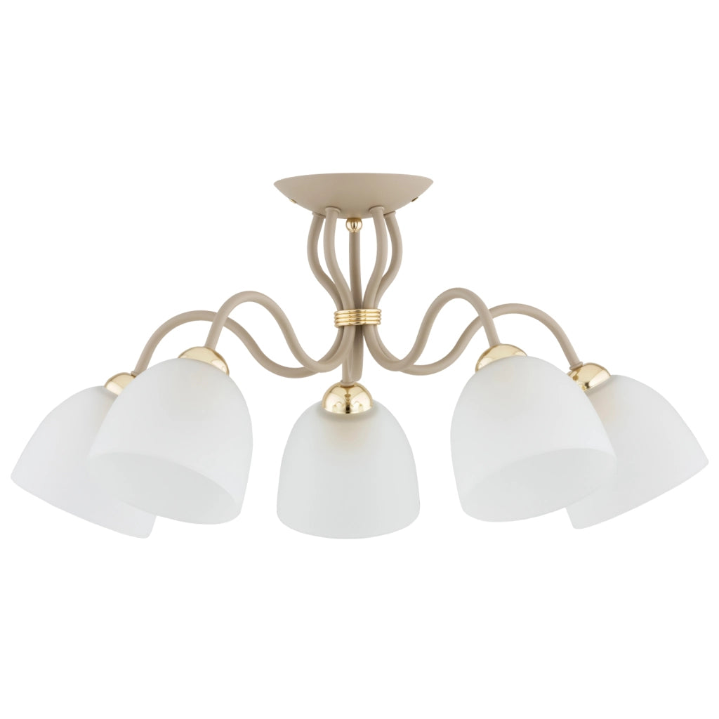 Plafoniera decorativa beige oro, 5 luci E27 Ariel Alfa