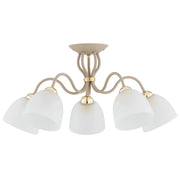 Plafoniera decorativa beige oro, 5 luci E27 Ariel Alfa
