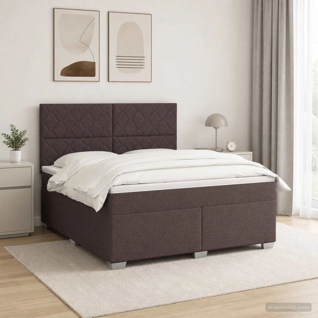 Letto box spring con materasso Marrone Scuro 140 x 190 cm 3454876