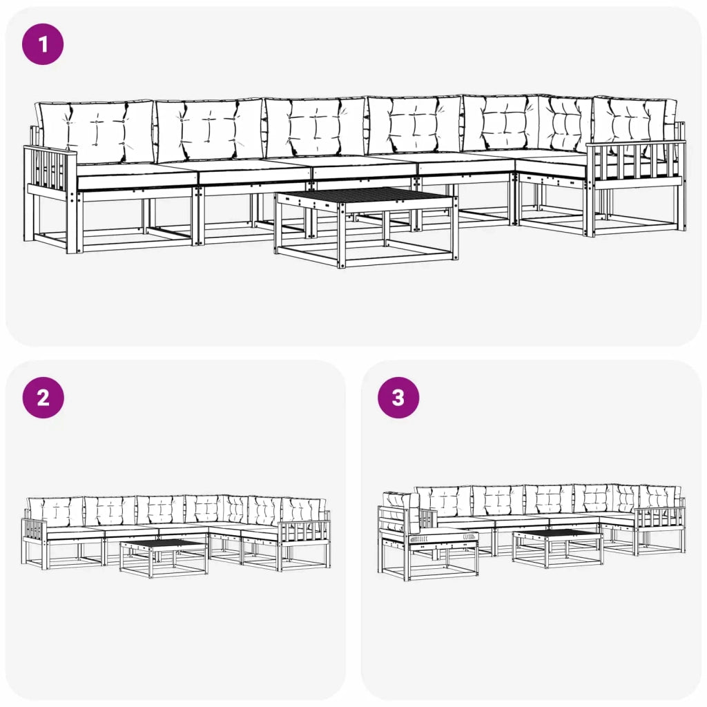 Set di divani da esterno 7 pz Bianco e Antracite Poliestere 3386546