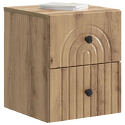 Set di 2 Comodini | Armadio da Notte | Mobiletto da notte a muro con cassetto Rovere Artigianale