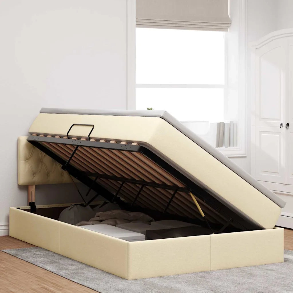 Letto con contenitore e materasso Crema 120 x 200 cm