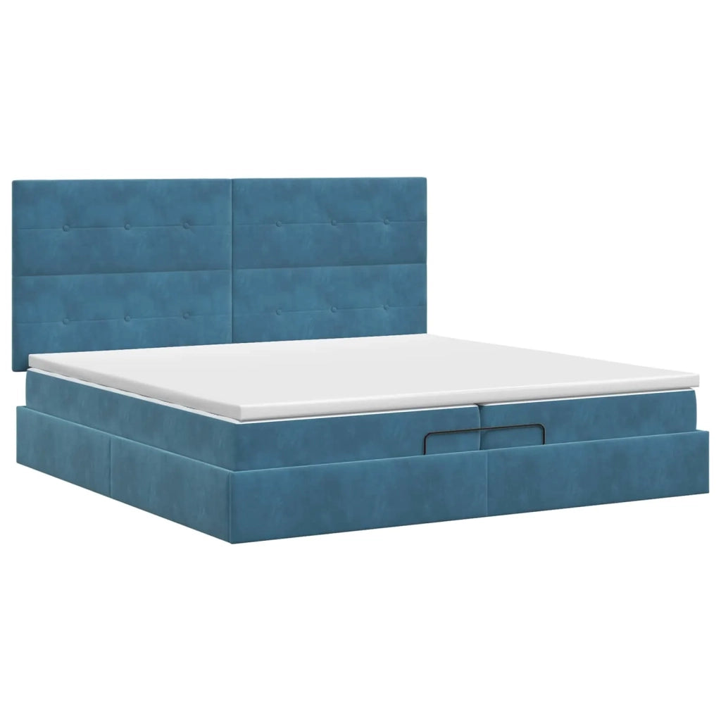 Letto ottomano con materasso Blu Scuro 200 x 200 cm Velluto 3457747
