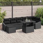 Set Divano da Giardino con cuscino 8 pcs Nero polyrattan 3349049