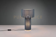 BALE LAMPADA DA TAVOLO BASE ILLUMINATA E PARALUME TESSUTO BLU H. 40CM 2 LUCI ATTACO E27