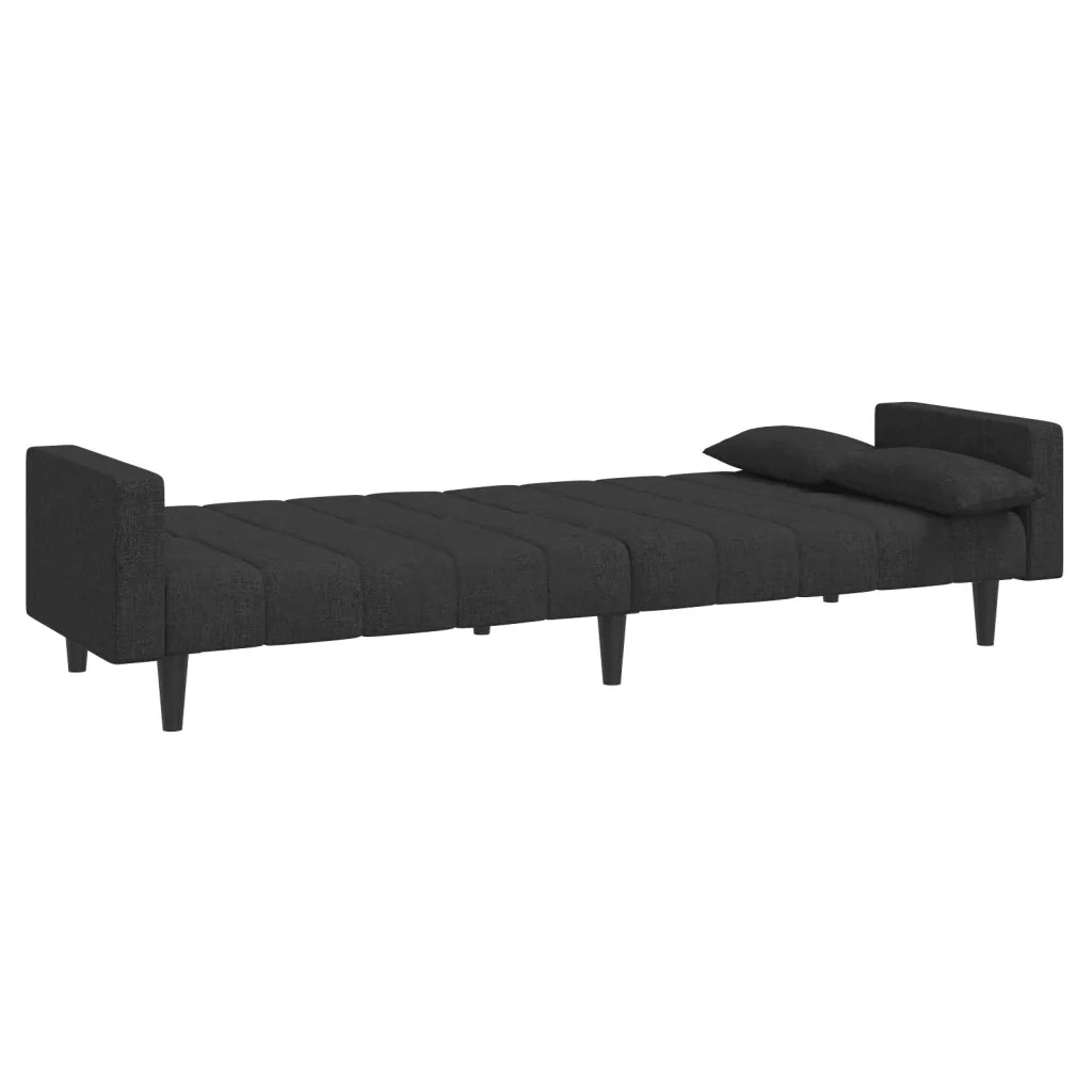 Divano letto | Sof¨¤ letto | Letto singolo a 2 Posti con 2 Cuscini Nero in Tessuto