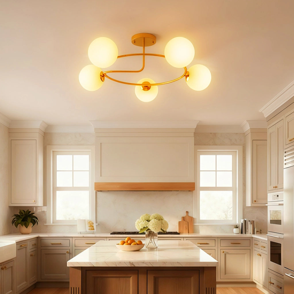 Lampadario a soffitto moderno ¨C zephmum ¨C 5 luci G9, dorato e bianco
