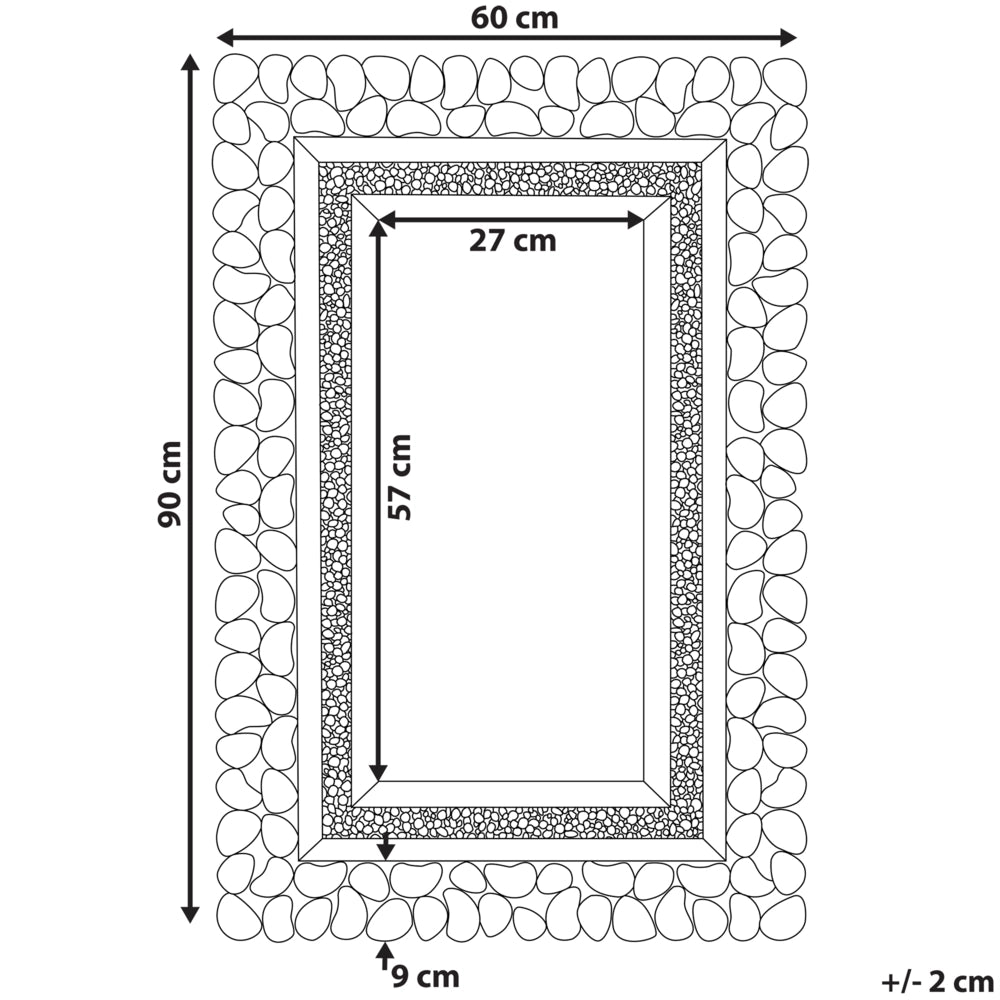 Specchio da parete in argento rettangolare 60 x 90 cm moderno glamour soggiorno camera da letto decorazione
