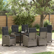 Set da Pranzo per Giardino con cuscino 7 pcs Grigio polyrattan