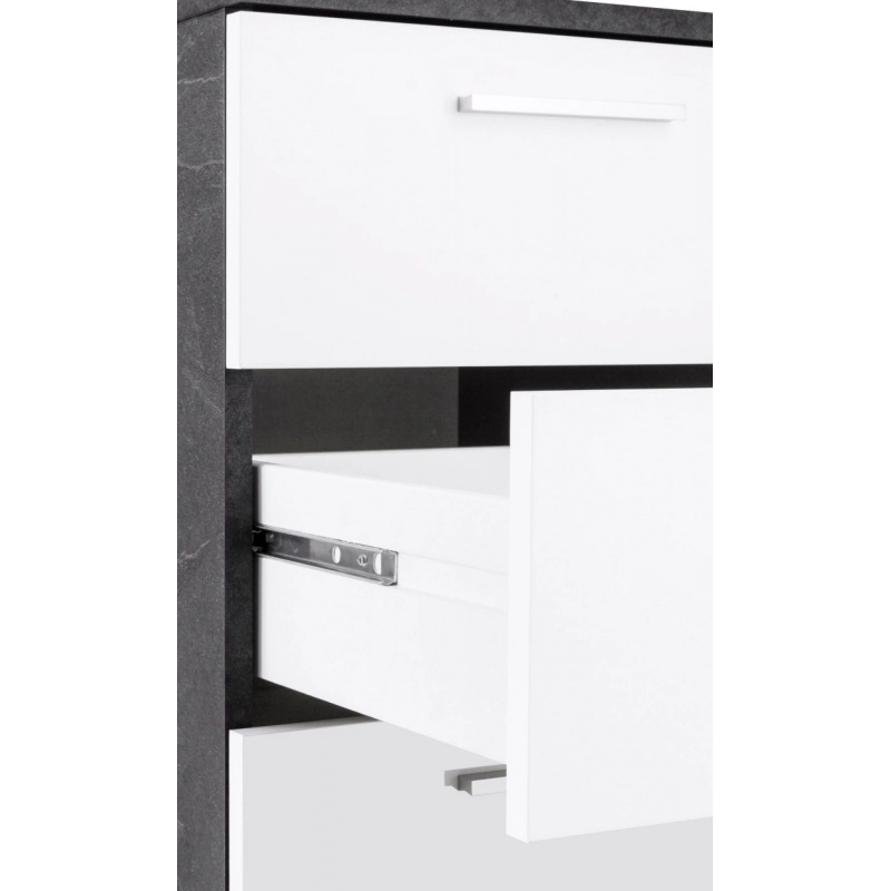 Scrivania ad angolo New Selina – 180x75x60 – Bianco Lucido e Report