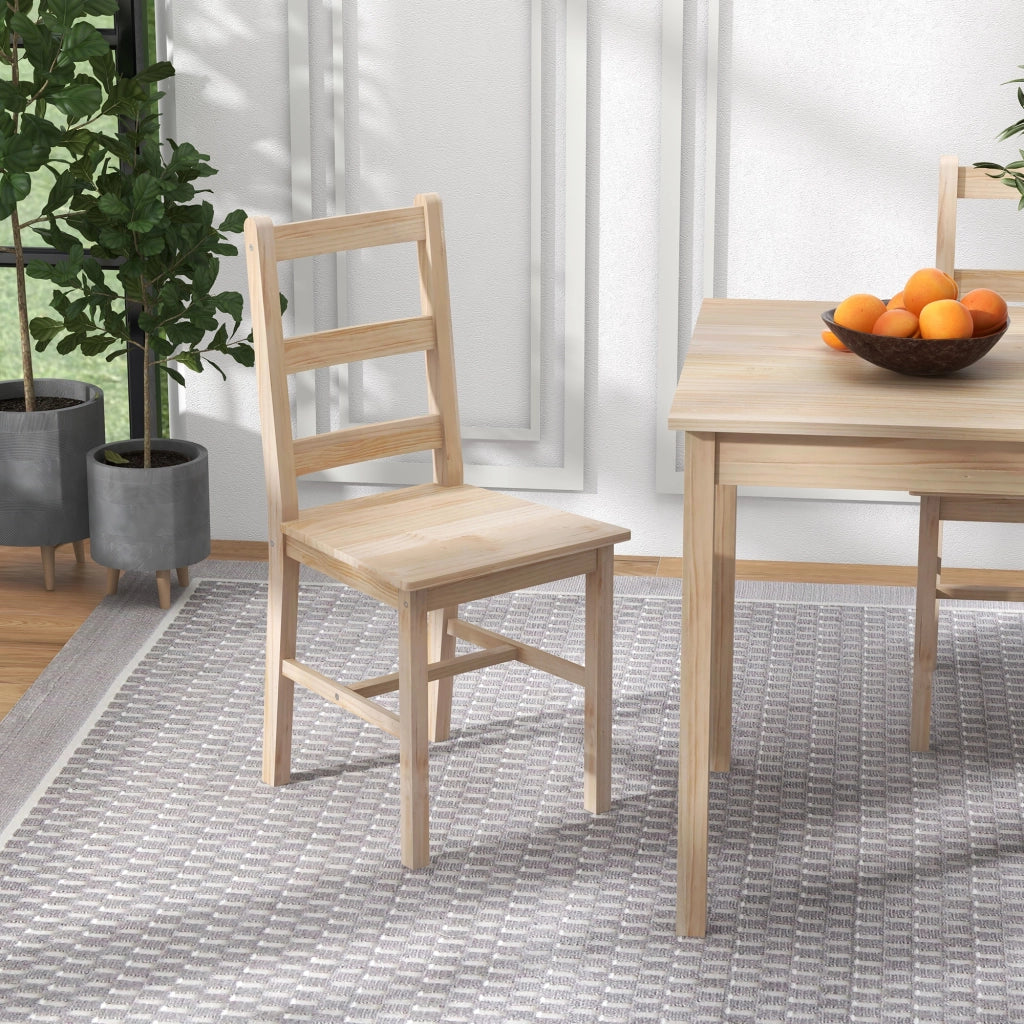 Set tavolo da pranzo con sedie ¨C Minimal ¨C legno massello naturale 118x73x75 cm