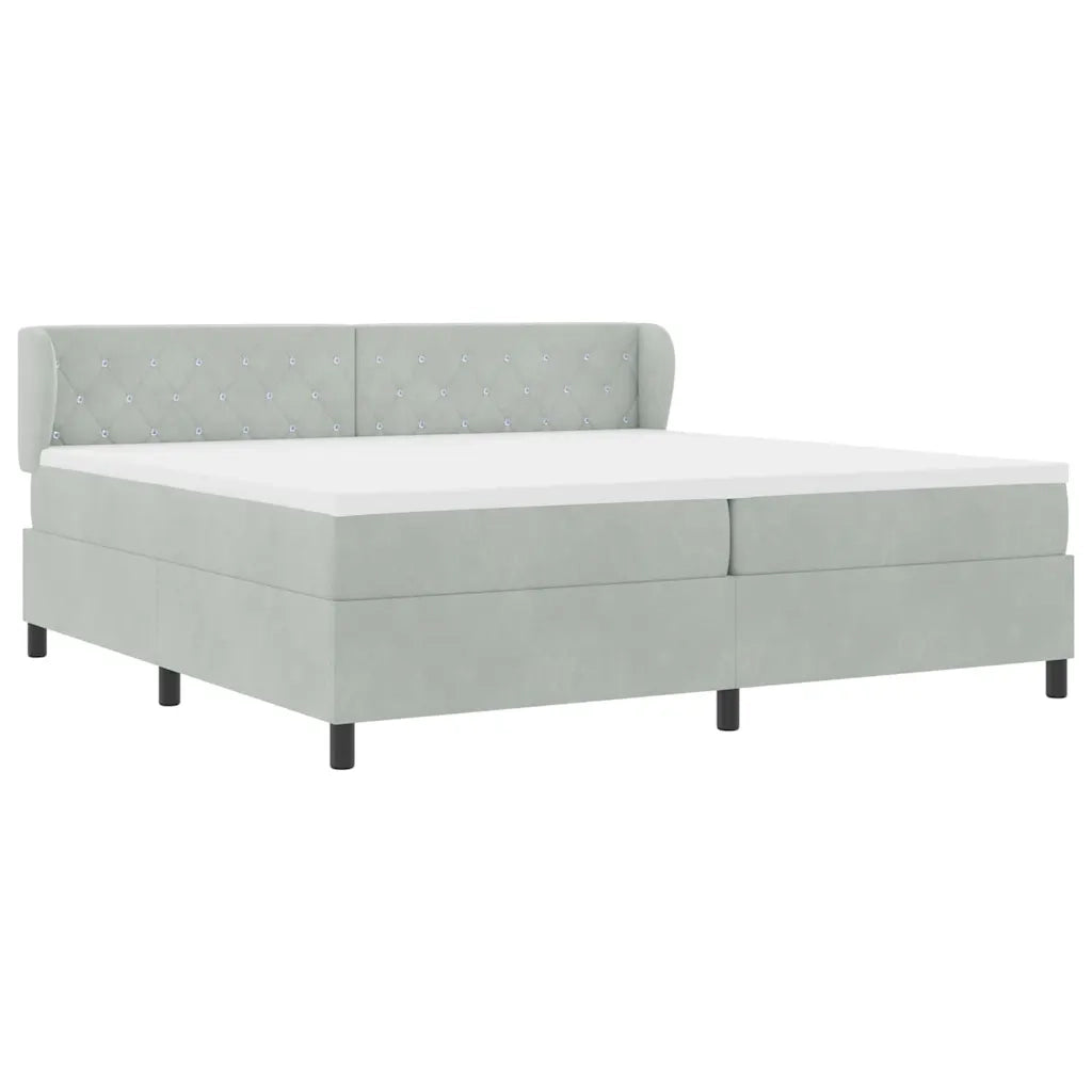 Letto a molle con materasso Grigio chiaro 200 x 200 cm Velluto 3340352