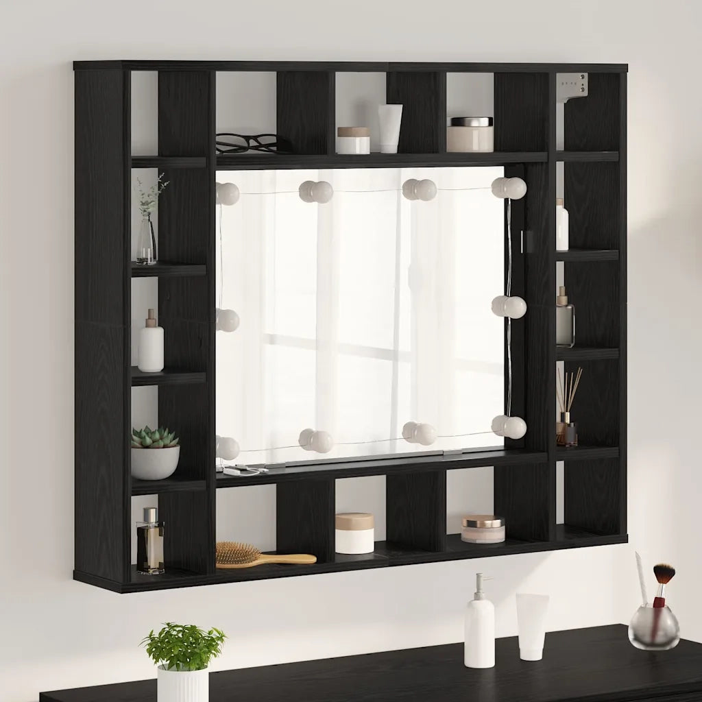 Mobiletto per specchio Rovere Nero 91 x 15 x 76,5 cm 879458