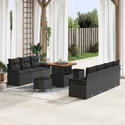 Set Divano da Giardino con cuscino 10 pcs Nero polyrattan