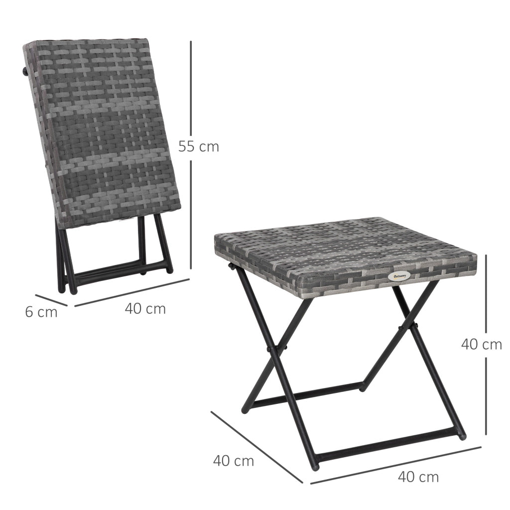 Tavolino pieghevole in Polyrattan ¨C Minimal ¨C 40x40x40cm Grigio