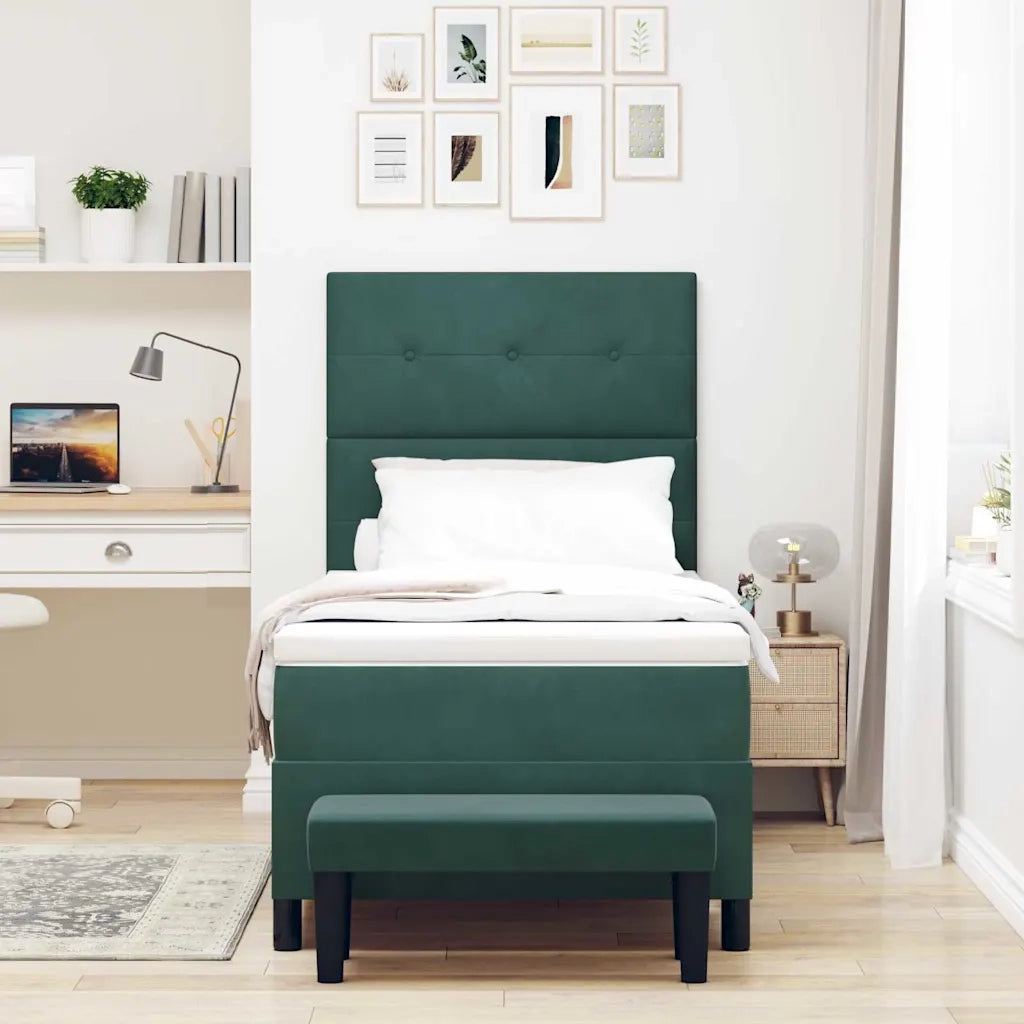 Letto a molle con cuscino Verde scuro 200 x 80 cm Velluto 3344477