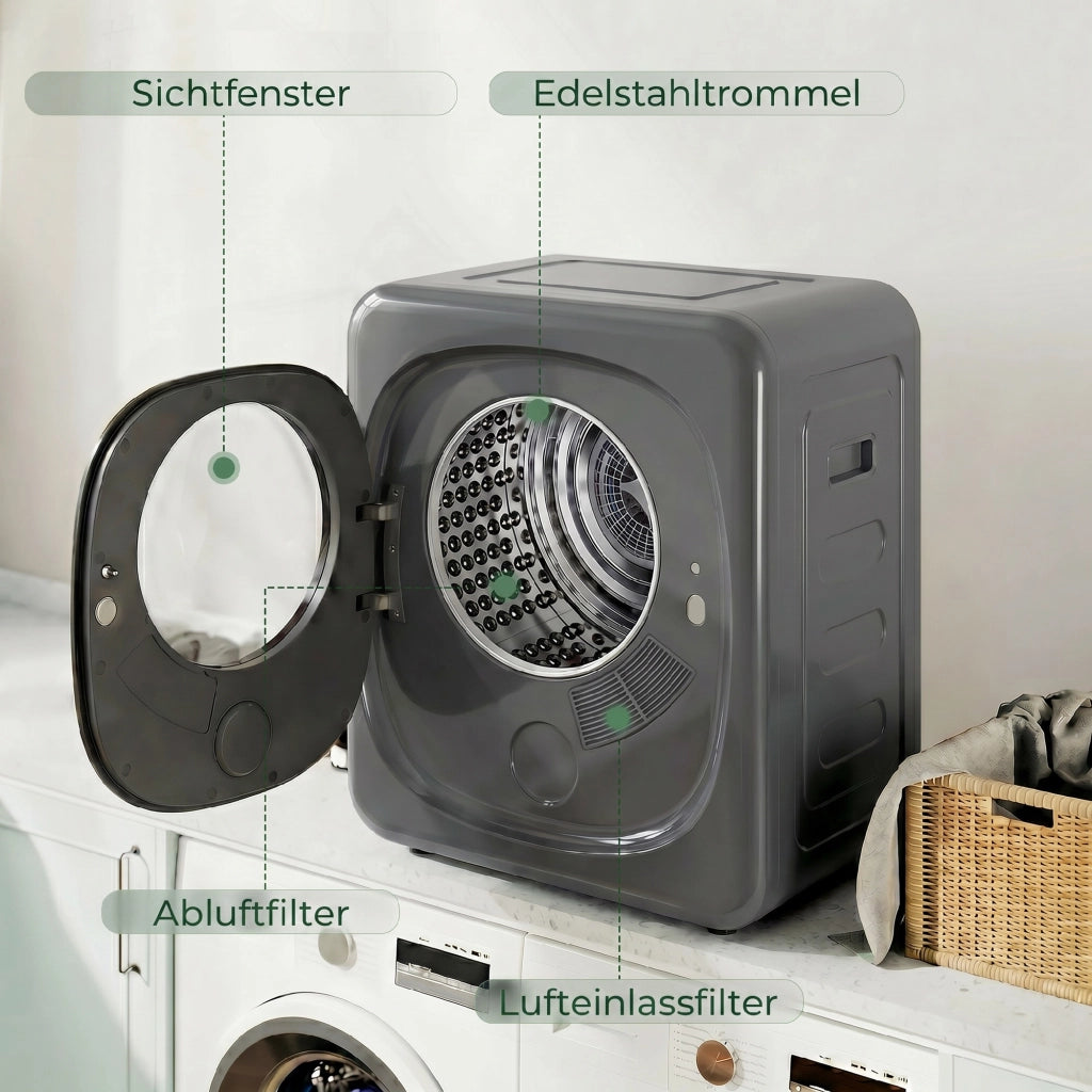 Asciugatrice 4 kg ¨C Xylo ¨C Compatta 5 Programmi Timer Grigio Nero