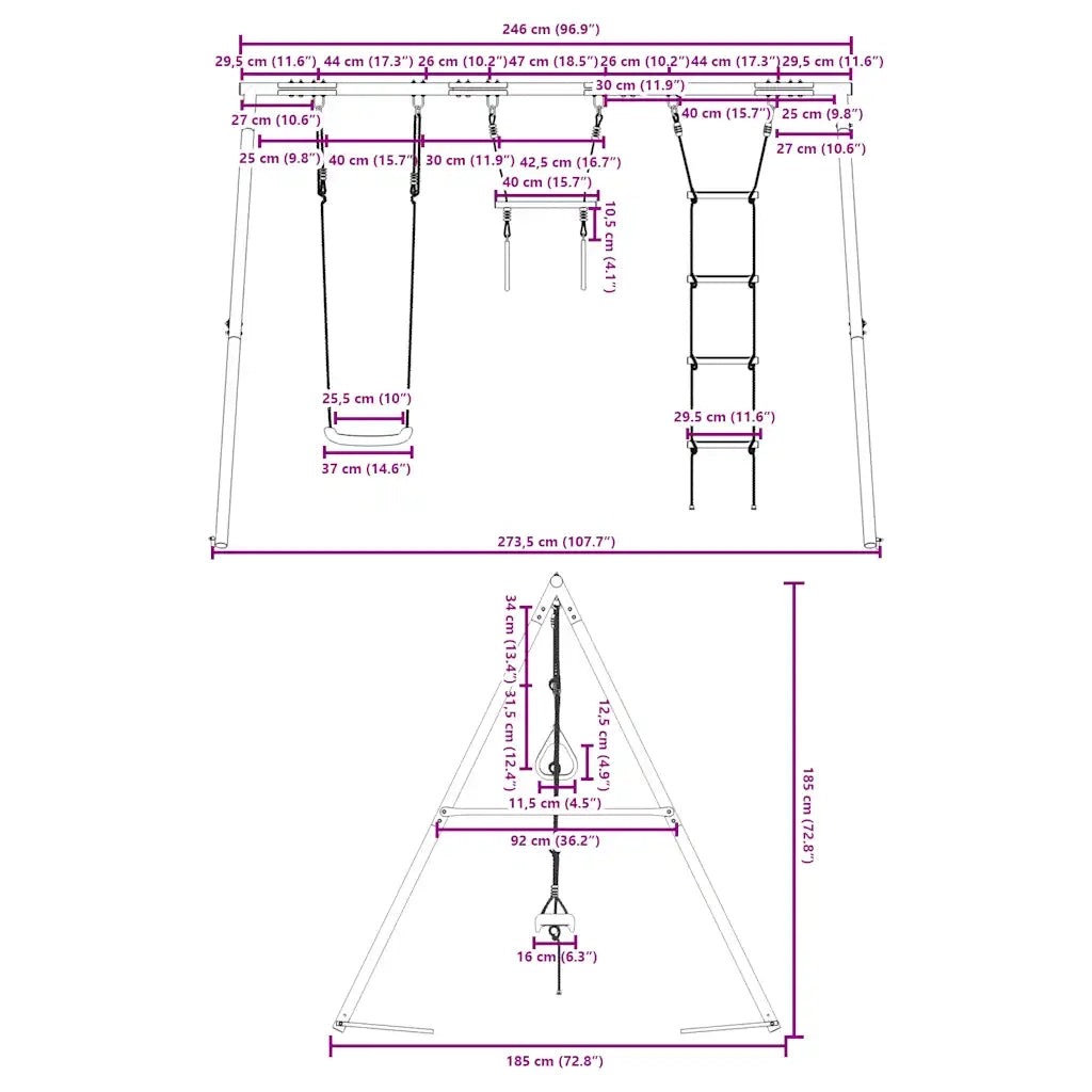 Set Gioco da Esterno con Altalena,Trapezio e Scala CFW3146250