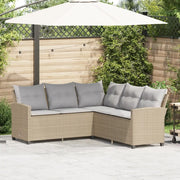 Divano a Forma di L con Cuscini in Polyrattan Beige 365418