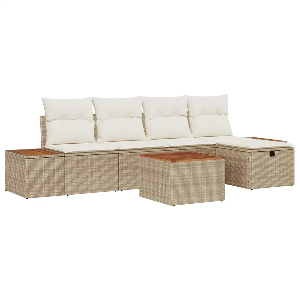 Set Divano da Giardino con cuscino 6 pcs Beige Poly Rattan 3360960
