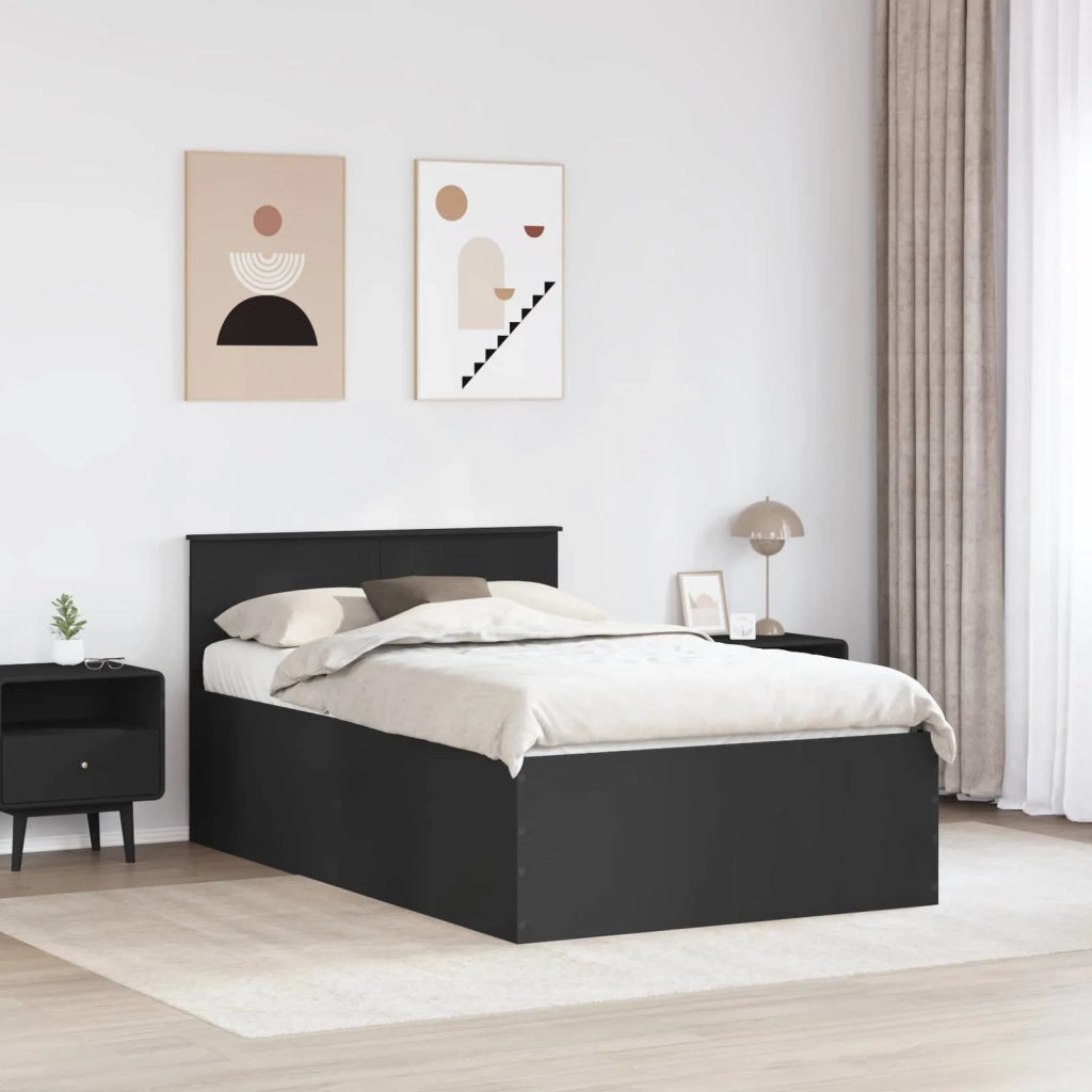 Struttura del letto-Giroletto Nero 135 x 190 cm Legno multistrato 494030