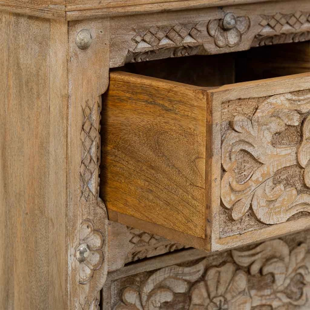 Comodino in legno artigianale marrone 50x40x60.