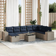 Set Divano da Giardino 9 pz con Cuscini Grigio in Polyrattan 3325747