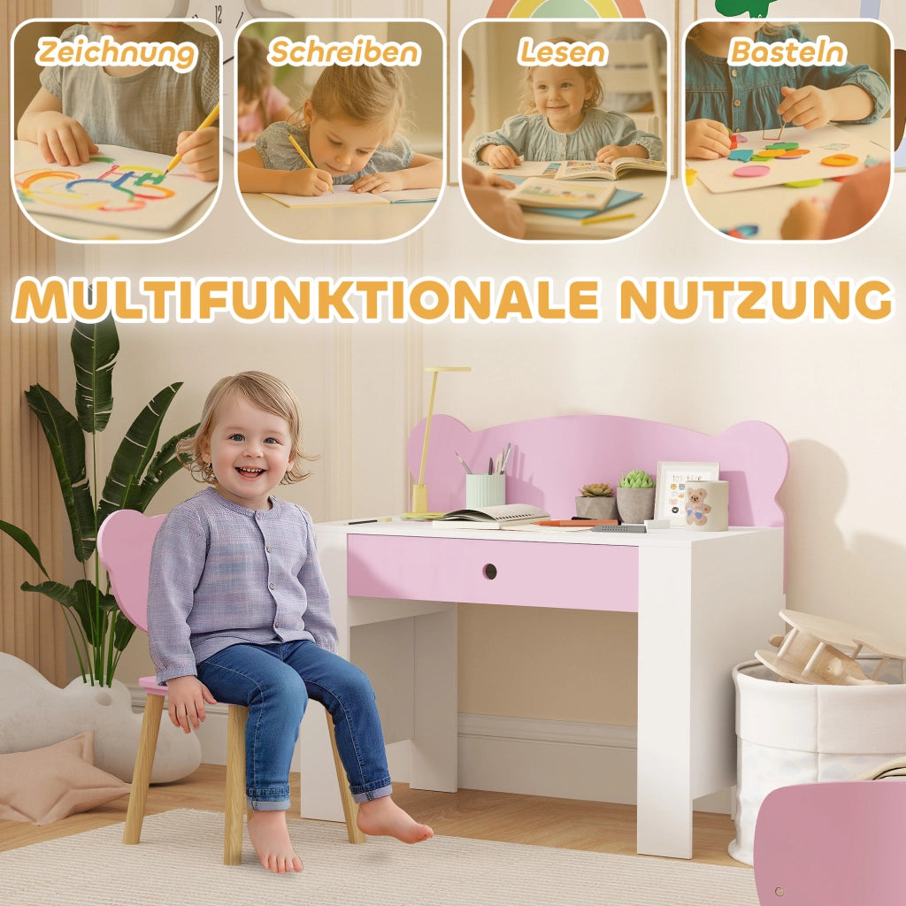Scrivania per Bambini con Sedia e Cassetto ¨C zephmum ¨C Rosa