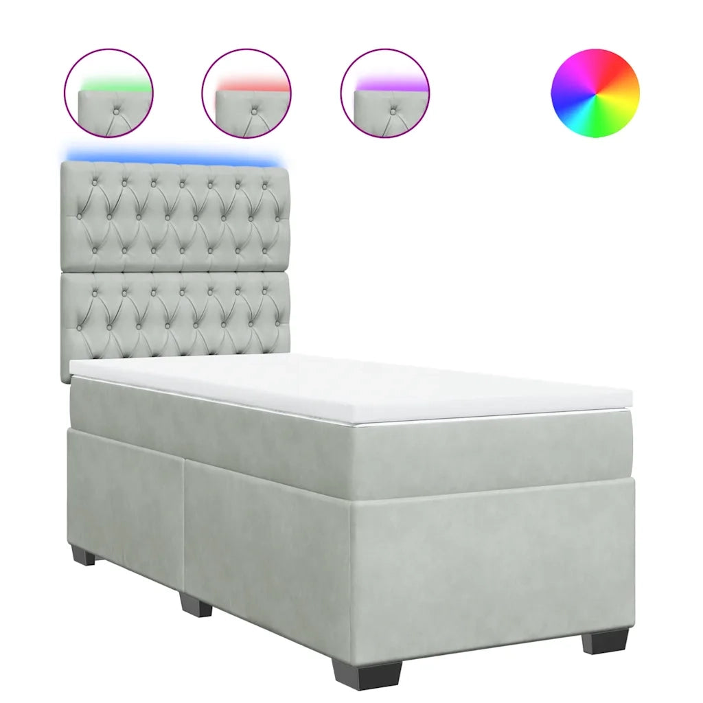 Giroletto a Molle con Materasso Grigio Chiaro 80x200 cm Velluto
