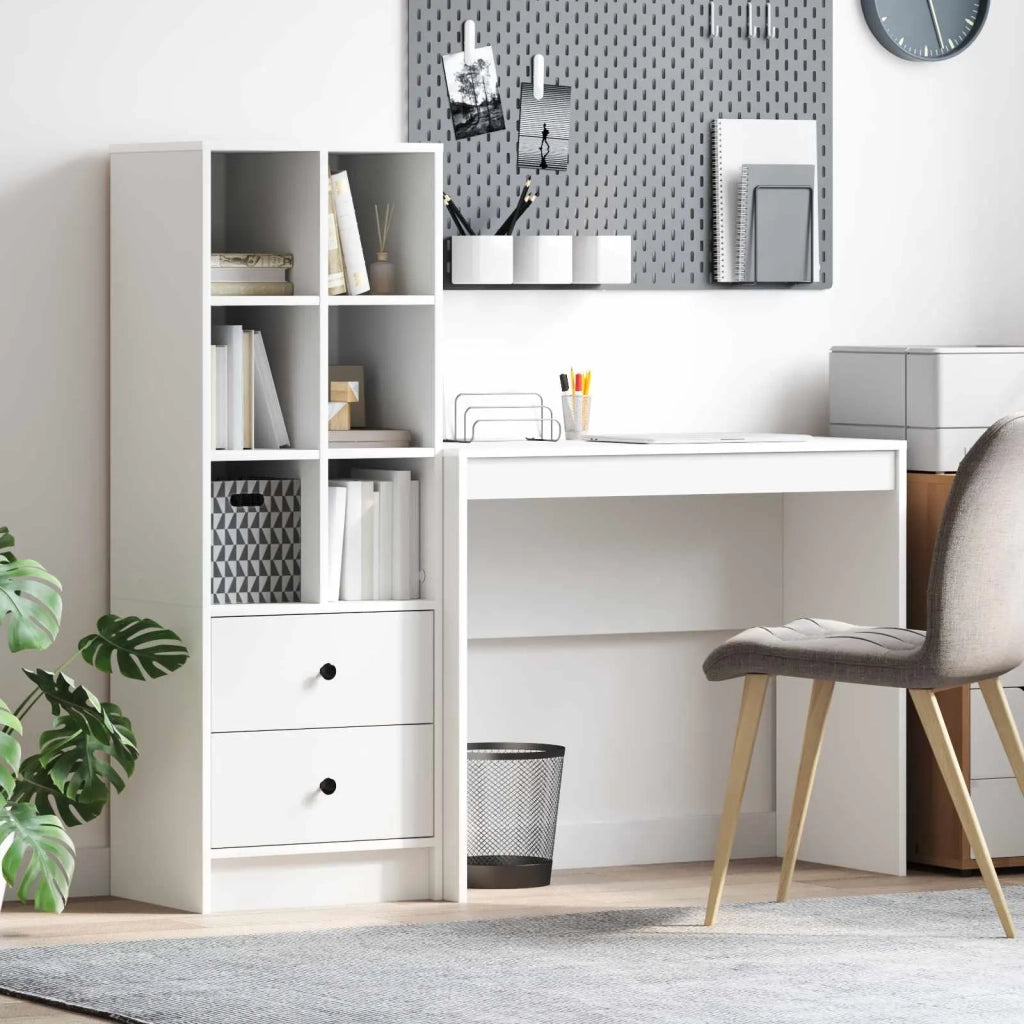 Scrivania con cassetto con lo scaffale 2 pcs Bianco 3337321