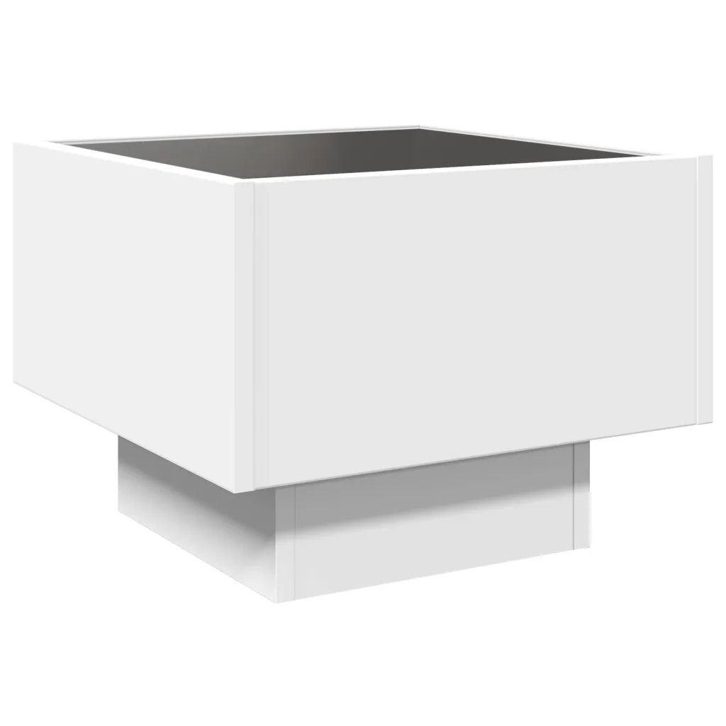 Comodino | Armadio da Notte | Mobiletto da notte con LED Infinity Bianco 40x40x30 cm