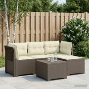 Divano da giardino 4 posti con cuscini aspetto rattan PP 3443954