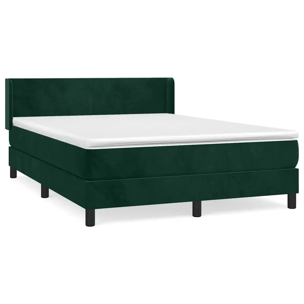 Giroletto a Molle con Materasso Verde Scuro 140x190 cm Velluto 3130838