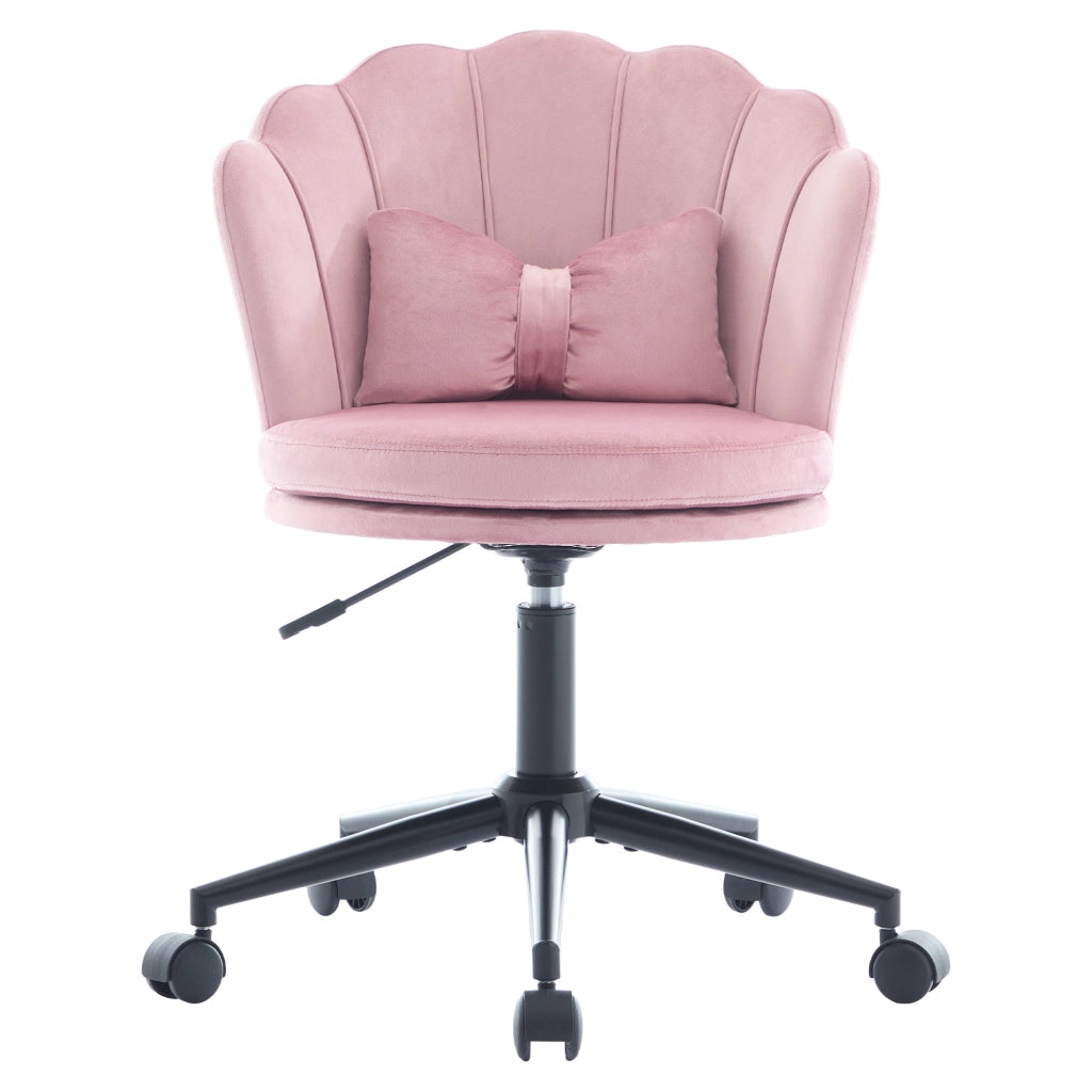 Sedia da ufficio girevole - con altezza regolabile e supporto lombare - in velluto rosa