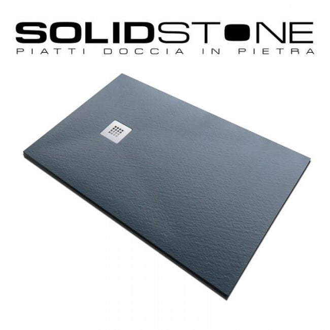Piatto doccia in pietra SOLIDSTONE alto 2,8 cm - Antracite Grafite nero RAL 7016 - Misura: 70x130 x 2,8h
