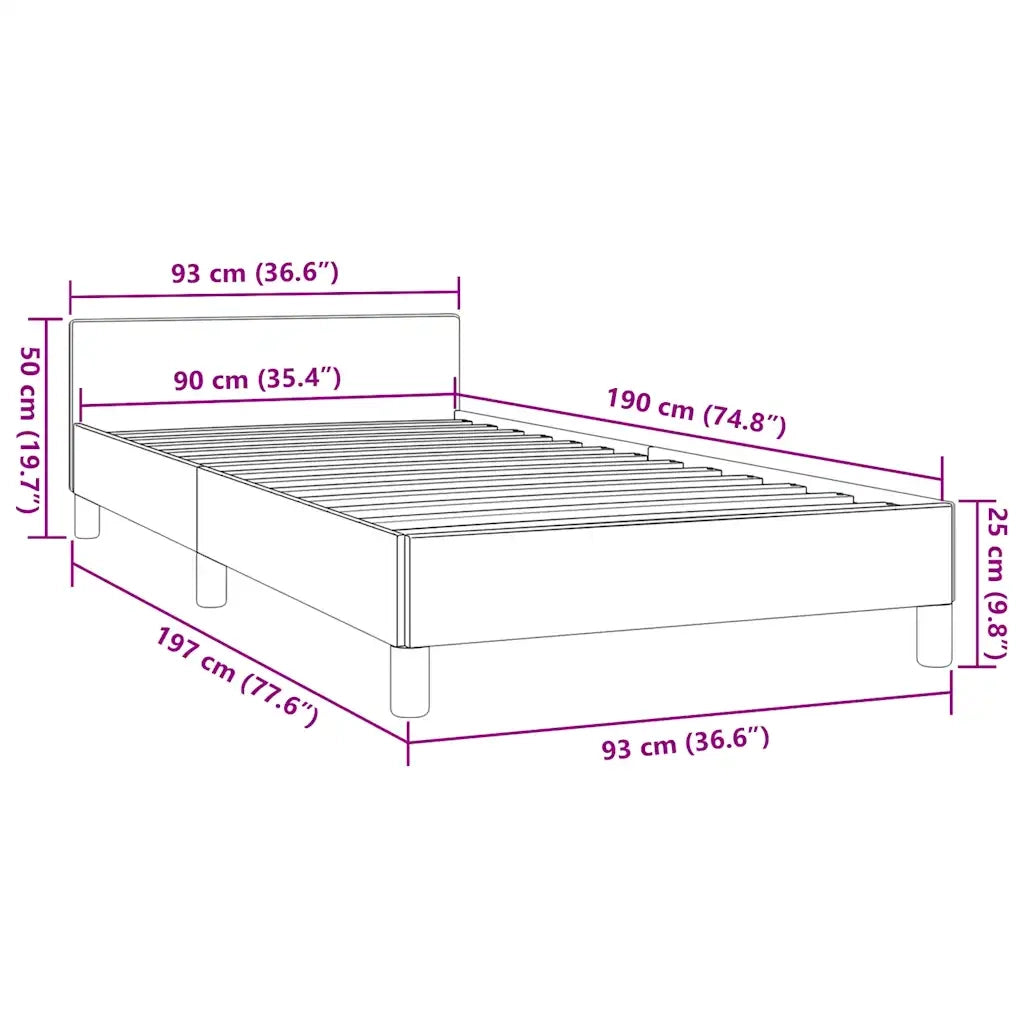 Giroletto con Testiera senza Materasso Blu 90x190 cm Tessuto 347381