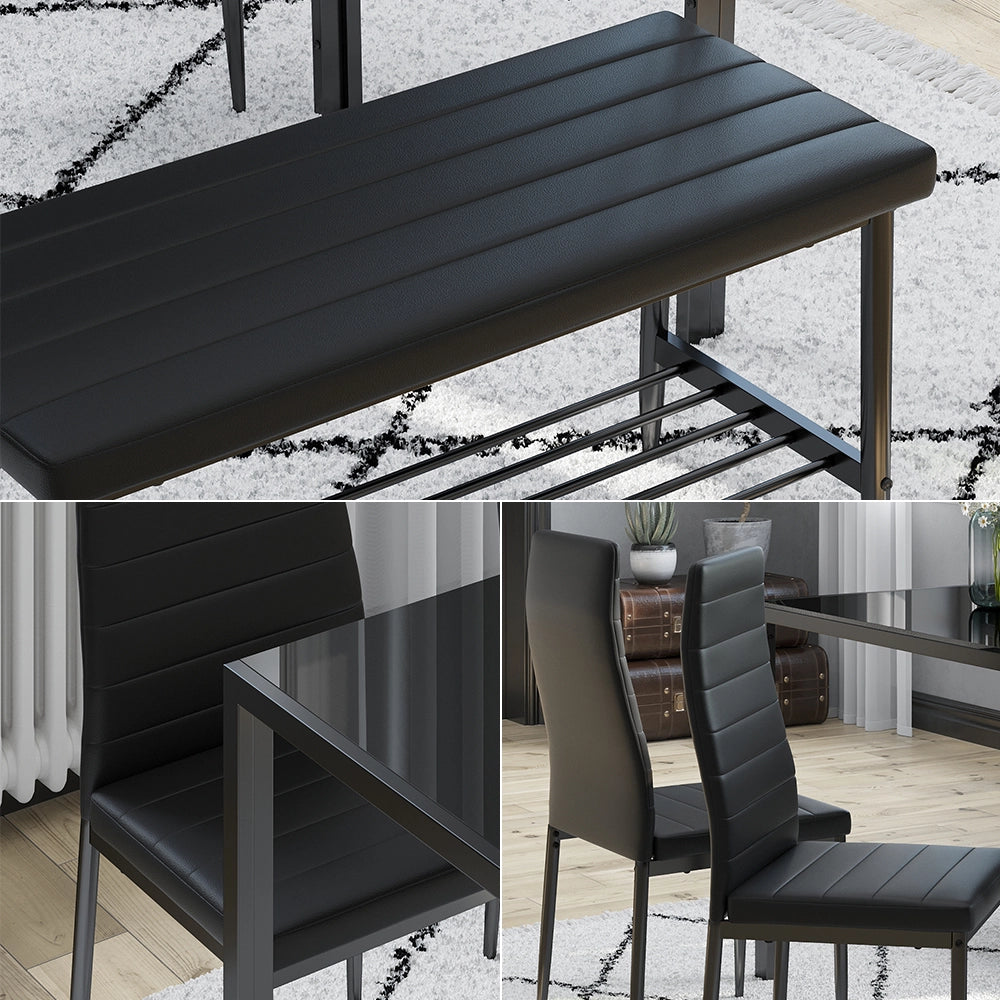 Vicco Panca e sedia Nero 85 x 46.5 cm Set da 3 pezzi